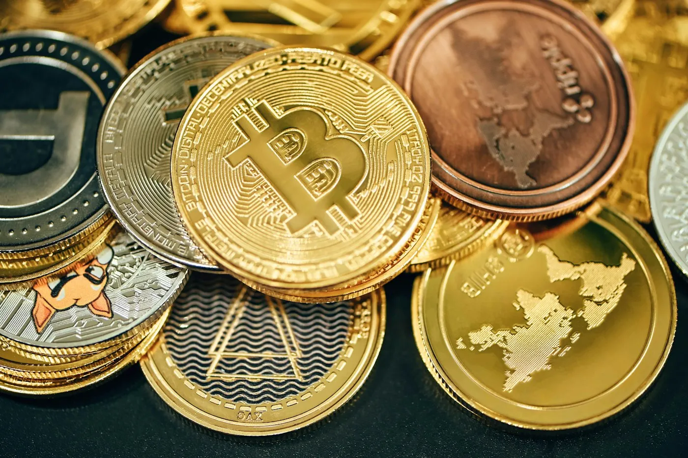 Pile of Bitcoin coins