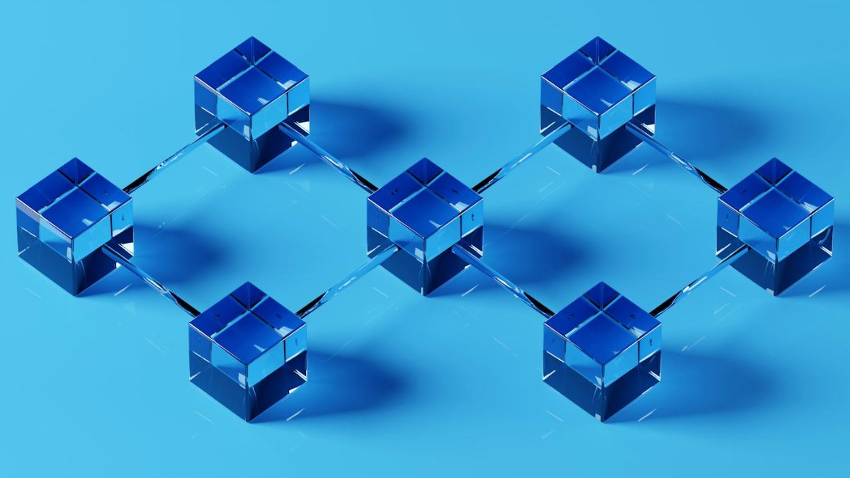 Blue blockchain cubes