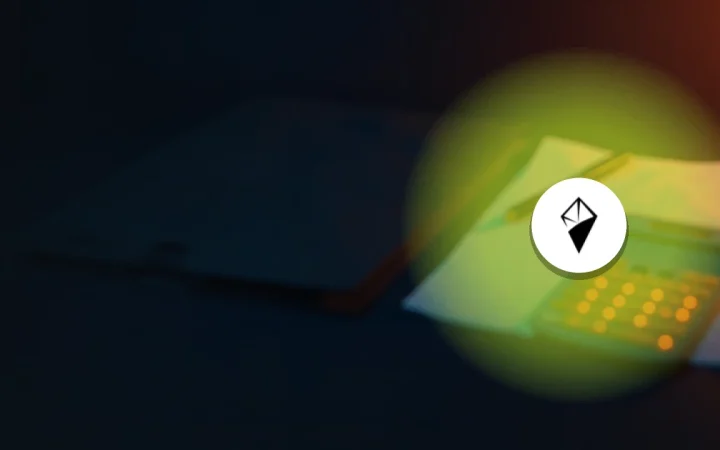 The AINFT logo over a dark desk with a calculator, pen, and blank forms.