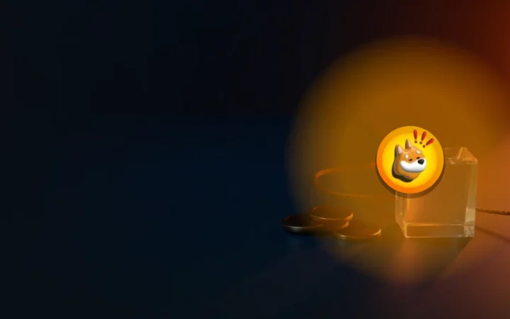 The Bonk logo over a dark navy scene of blank metal tokens, a glowing glass cube and a cable.