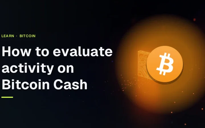 A glowing orange block with circuit patterns on the right over a dark navy background, with the Bitcoin logo and guide title.