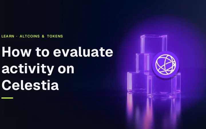 Celestia-guideforside med titel og Celestia-logo over glasblokke forbundet af violet lys på en mørk marineblå baggrund.