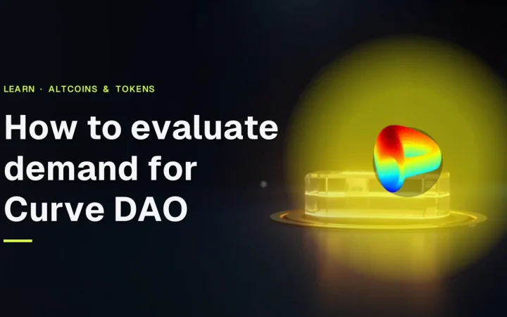 The real Curve DAO logo over a dark navy background with a glowing glass block and gold light.