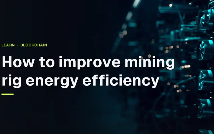 The title over rows of mining machines with fans and cables, lit in cyan on a dark navy background.