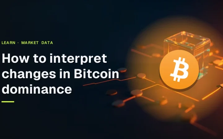 The guide title and Bitcoin logo over a dark navy background with a glass cube linked by orange light to smaller glass blocks on the right.