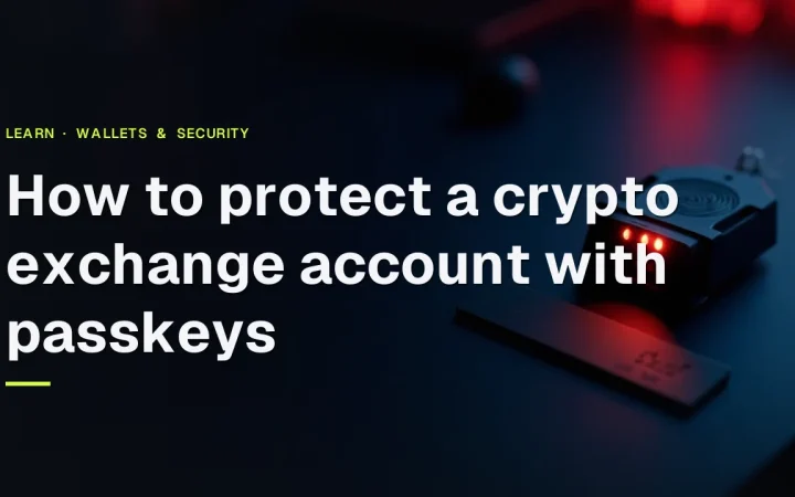 A dark navy desk with a glowing red fingerprint scanner, a security key fob and a blank keypad, the left side empty and dark.