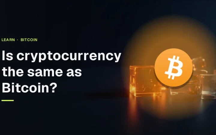 A glowing orange glass cube joined by light to smaller blank cubes on a dark navy background, with the guide title and a coin logo over it.