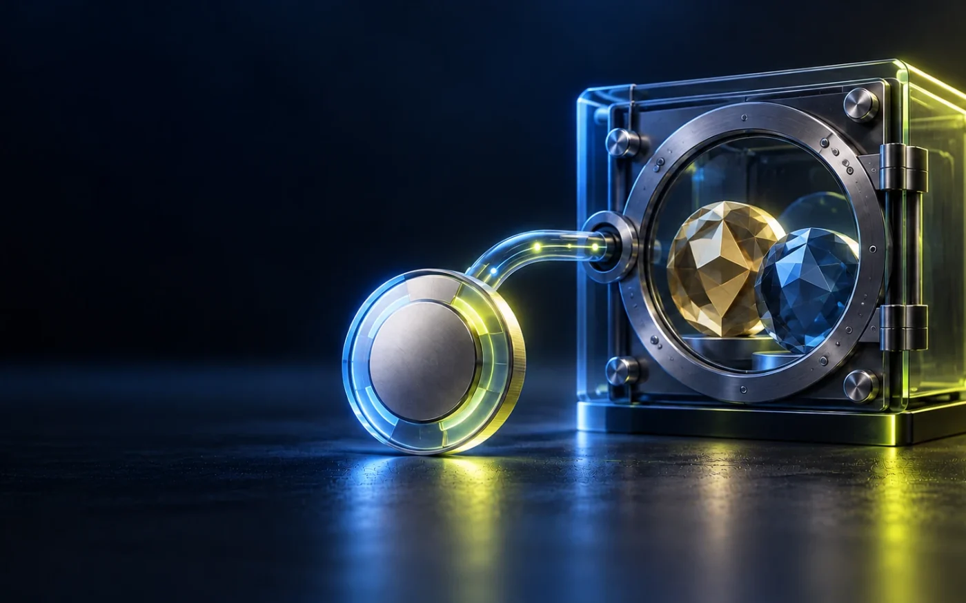 Crypto collateral secured in a vault and linked to a separate loan token.