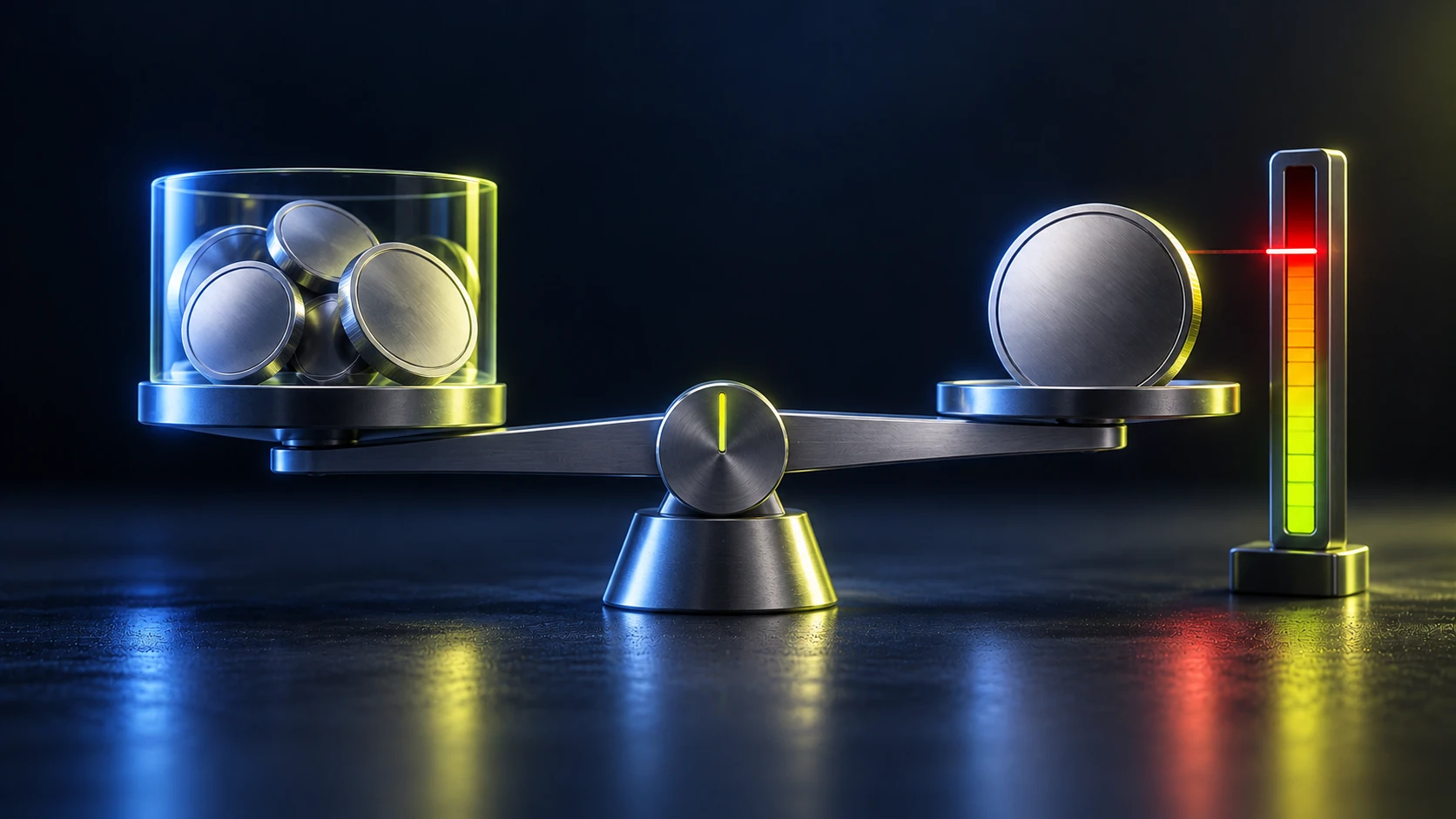Collateral and loan token balanced beside a liquidation-risk threshold indicator.