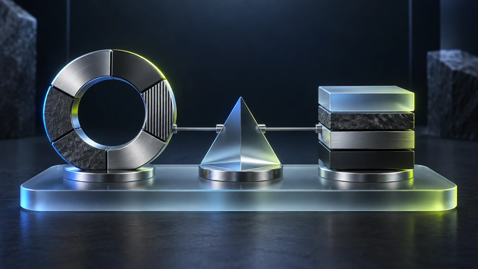 Two different market instruments connect through a neutral comparison prism.