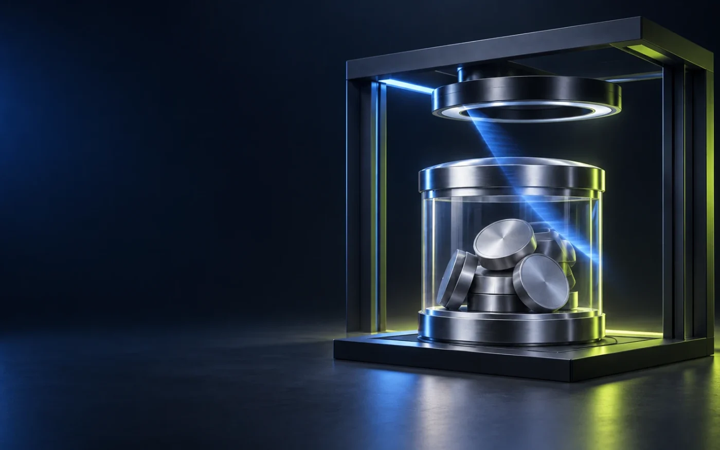 Tokenised collateral sits inside a transparent institutional review scanner.