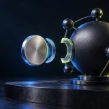 A smaller stable-value asset approaches a dominant network core through an unfinished connector.