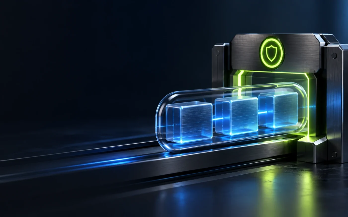 A batch of ledger blocks passes through a repaired validation gate.