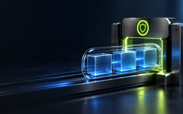 A batch of ledger blocks passes through a repaired validation gate.