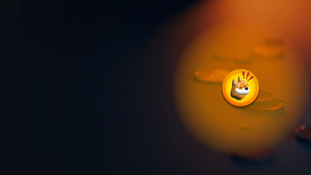 Bonk-logoet over en mørk navy scene med tomme orange mønter og en stålplade til højre.