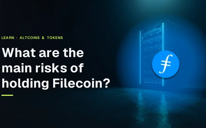 Filecoin 보유의 주요 위험은 무엇인가라는 제목이 빛나는 서버 랙이 있는 어두운 방 위에 Filecoin 로고와 함께 표시됩니다.
