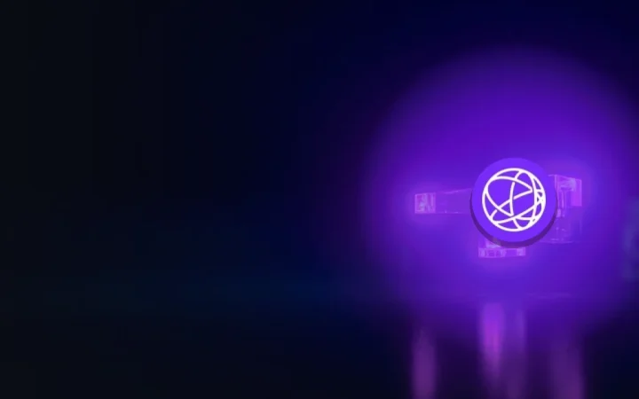 The Celestia logo over a dark navy background showing glass cubes linked by violet light.