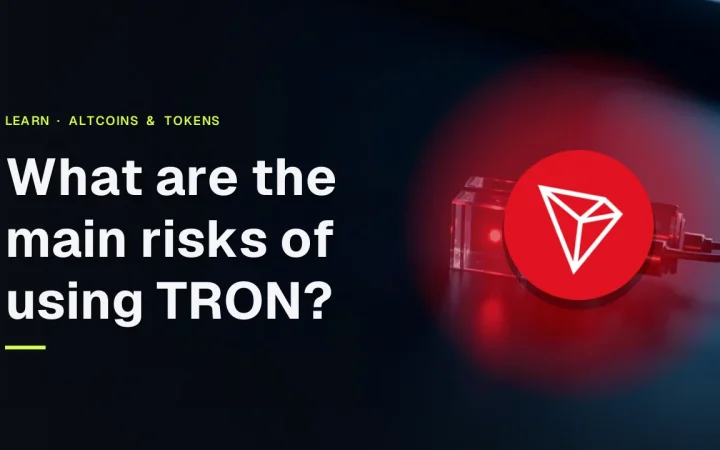 The guide title and the TRON logo over glowing red glass blocks joined by light on a dark navy background