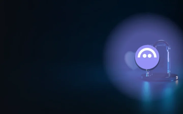The Aave logo over a dark navy background with a glass block, padlock, and shield on the right.