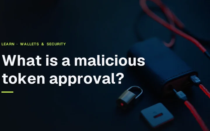 A blank hardware wallet, a steel plate and a padlock on a dark navy desk lit by glowing red light, with the left side dark and empty.