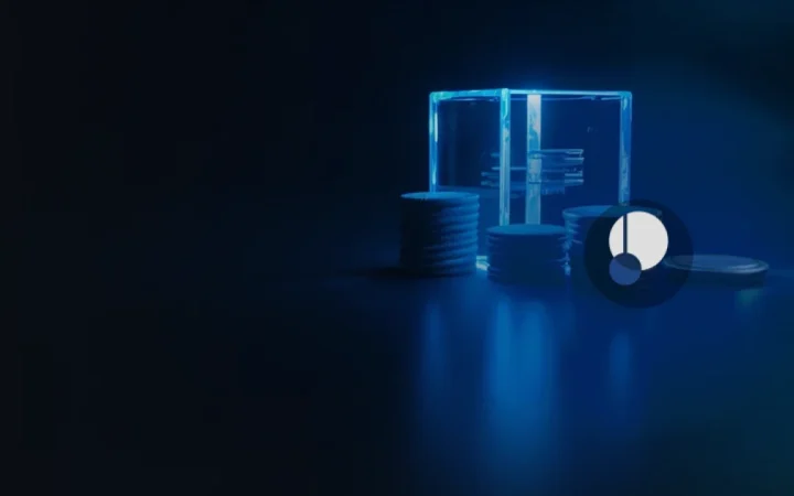 Pendle-logoet over en mørk navyblå baggrund, der viser en delt glasboks og tomme tokens.