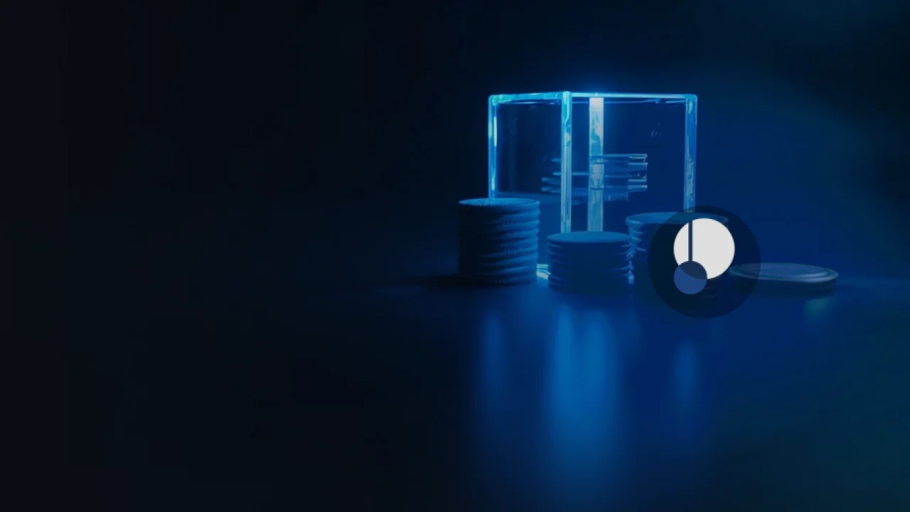 Pendle-logotypen över en mörkblå bakgrund som visar ett delat glasvalv och tomma tokens.