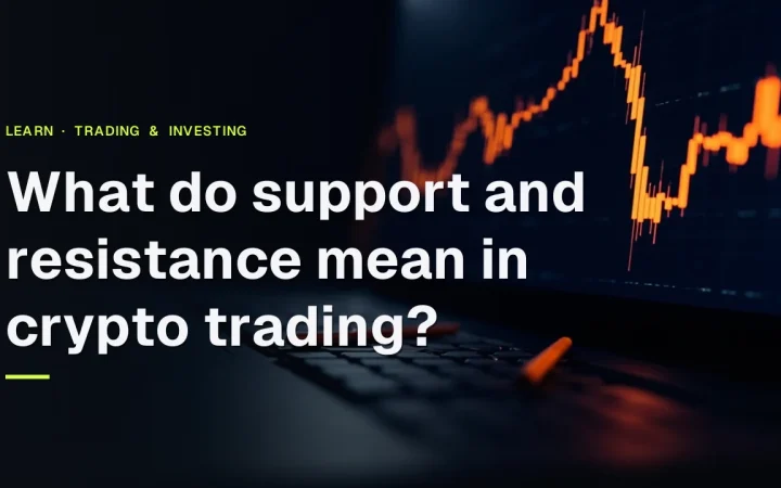 The title over a dark desk with a monitor showing glowing orange candlestick bars and a blank chart grid.