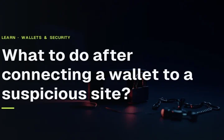 The guide title over a dark desk with a blank-screen hardware wallet, a steel plate and a padlock lit in red.