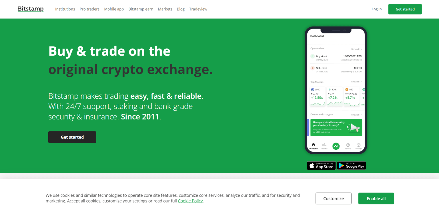 Overview of the cryptocurrency exchange Bitstamp 2022. Features, commissions, pros and cons.