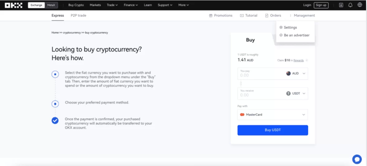 Buying and trading on OKX