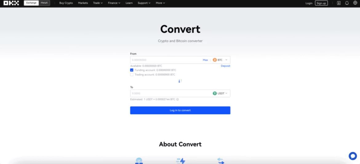 Cryptocurrency exchange for OKX